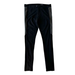Club Monaco Black Quilted Vegan Leather Accent Skinny Trouser Pants